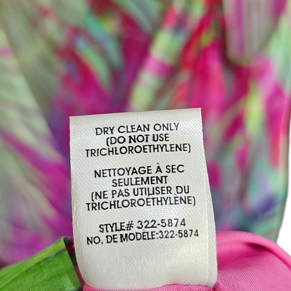 Nanette Lepore Palm Paradise Printed Silk Sleeveless Ruched V-Neck Dress Size 2 - Picture 15 of 16